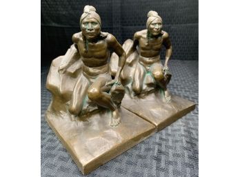 Antique Indian Scout Bronze Bookends