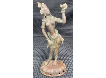 Early Solid Bronze Godess Statue Possibly Hindu