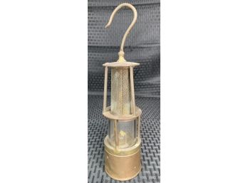 Old Brass Miners Lamp With Hanger