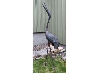 Antique Cast Iron Heron Or Crane Yard Statue