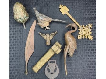 Box Lot Of Antique Brass Items