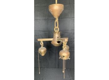 Solid Brass Antique Arts & Crafts Period Hanging Light Fixture