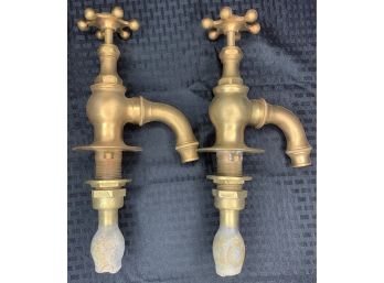 Large Solid Brass Seperate Hot & Cold Faucets