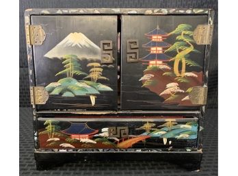 Antique Japanese Painted Musical Jewelry Box
