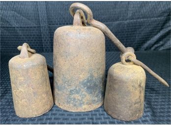 Lot Of (3) Large Antique Scale Weights