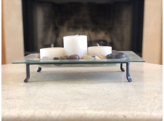 Glass Candle Holder With Stones