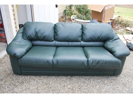 Green Leather 3 Cushion Couch (2)