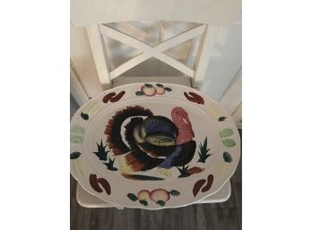 Vintage  Beautifully Colored Turkey Platter