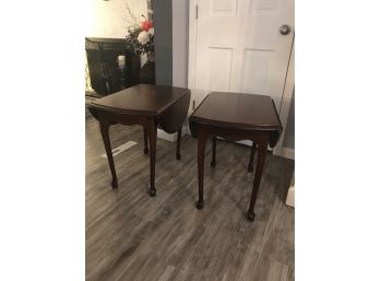 Pair Of Queen Anne Style Drop Leaf End Tables