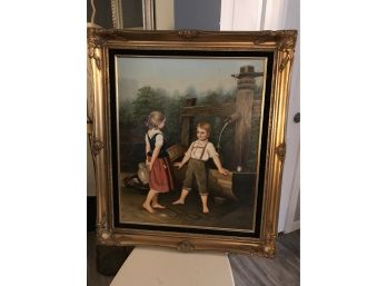 Beautifully Framed Painting Of Children Signed