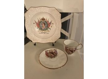 Vintage Queen Elizabeth Plate And Tea Cup And Saucer