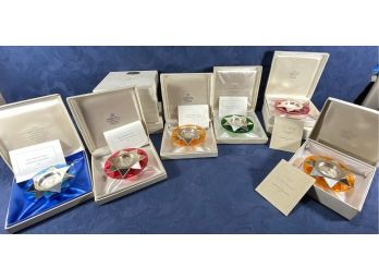 The Franklin Mint Sterling Silver Christmas Ornaments With Information Cards