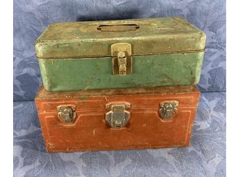 Vintage Metal Toolboxes - Red Union Utility Chest