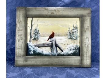 Wall Art - Framed Cardinal Print With Glitter Accents
