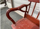 1870s Railroad Station Flip Back Antique Train Depot Bench. Great Red Paint. Probably Whitcomb Boston.