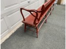 1870s Railroad Station Flip Back Antique Train Depot Bench. Great Red Paint. Probably Whitcomb Boston.