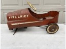 Vintage Metal Fire Chief Pedal Car. All Original. Missing One Wheel. Perfect For Restoration.