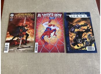 Spiderman  India, Curse Of Spawn, Star Wars Crimson Empire. (3) Minty Comic Books.