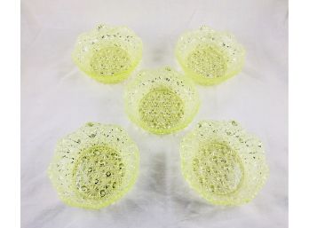 Set Of 5 Vaseline Glass Bowls