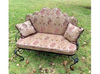 Vintage Wrought Iron Loveseat W/ Neiman Marcus Upholstered Cushions