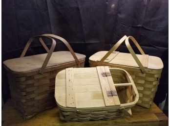 Woven Wood Picnic Baskets