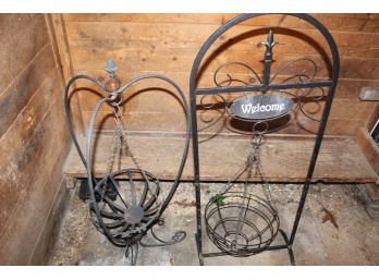 Pair Of Wrought Iron Plant Holders