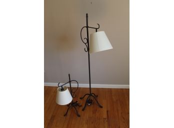 Great Pair Of Wrought Iron Lamps