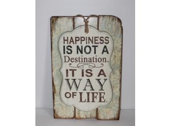 Rustic Wooden 'Happiness' Plaque