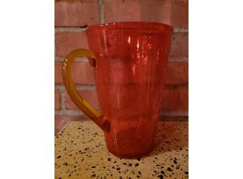 Update Vintage Crackle Glass Pitcher By Pilgrim Red Crackle Glass