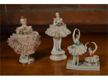 Vintage Porcelain Ballerina Lot Of Three 3 Al Ra And Others