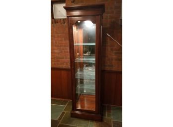 Beautiful Lighted Jasper Display Cabinet With Fixed Glass Shelves In Colonial Cherry