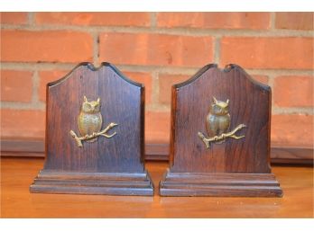 Vintage Giuseppina Wooden Owl Bookends