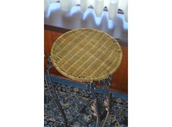 Iron Plant Stand With Wicker Top
