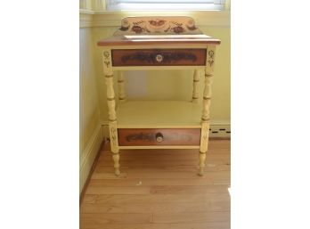 Hitchcock Cream And Maple Federal Two Drawer Side End Table