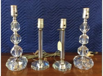 Two Pairs Of Vintage Cut Crystal Table Lamps