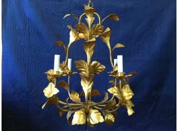 Gold Leaf Decorated Four Arm Chandelier