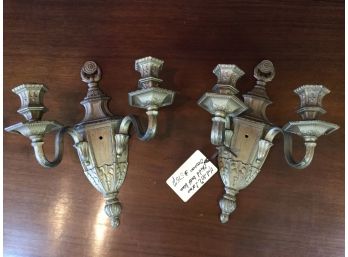 Pair Of 20th Century Bronze Neoclassical Wall Sconces