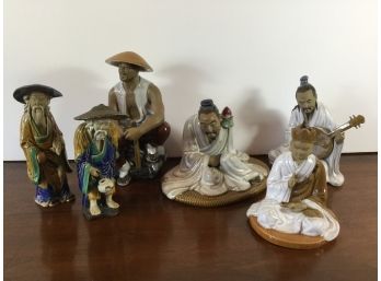 Set Of Six Chinese Mudmen Figures