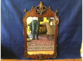 Vintage Mahogany Wall Mirror With Carved Gilt Accenting, Retail $875