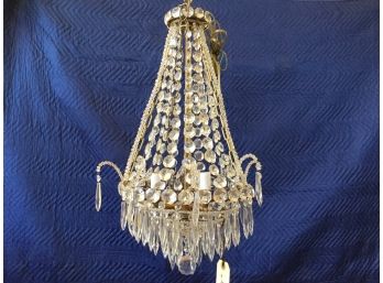 Vintage Cut Crystal Baltic Three Light Chandelier, Retail $1275