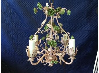 Hand Painted Tole Four Arm Chandelier