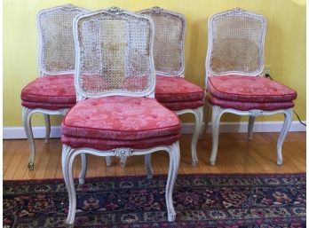 Set Of Four Vintage French-Style Caned Back Chairs, For Restoration