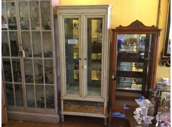 Vintage French-Style Display Cabinet With Smokey Mirror