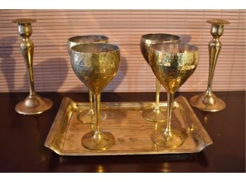 Pier 1 Brass Candle Holders And More