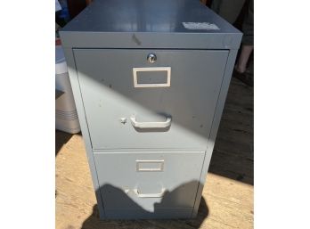 Two Drawer Metal File Cabinet - GREY