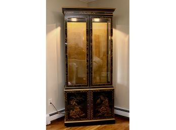 Drexel Heritage Black Lacquer Chinese Curio Cabinet