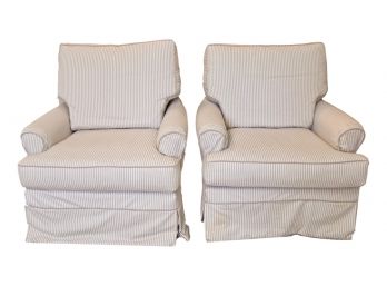 Set Of Two Country Willow Kelsey Roll Arm Slipcovered Swivel Glider (Retail $4,624)