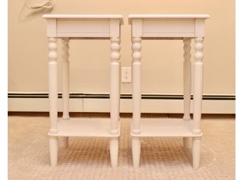 Set Of Two White End Tables