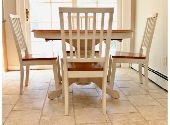 Country Wood Dining Set With Six Chairs And Pop-Up Leaf