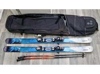 Salomon Pocket Rockets Twin Tip Powder And Freestyle Skis + Salomon Ski Poles